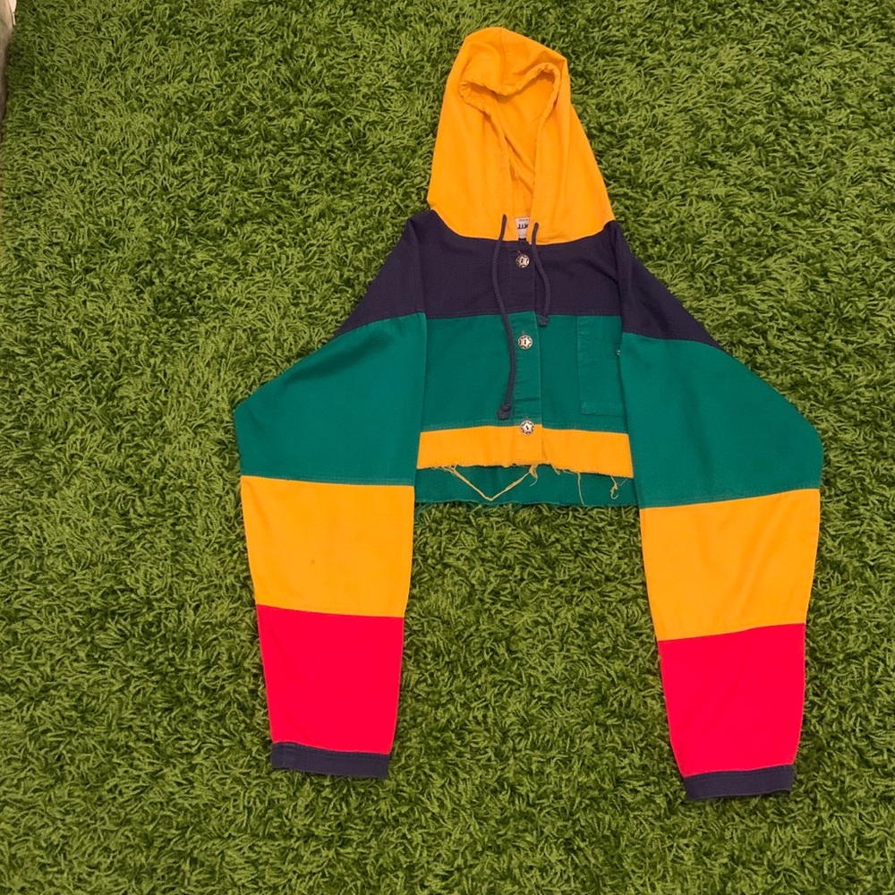 Vintage cropped colorful rainbow sweater